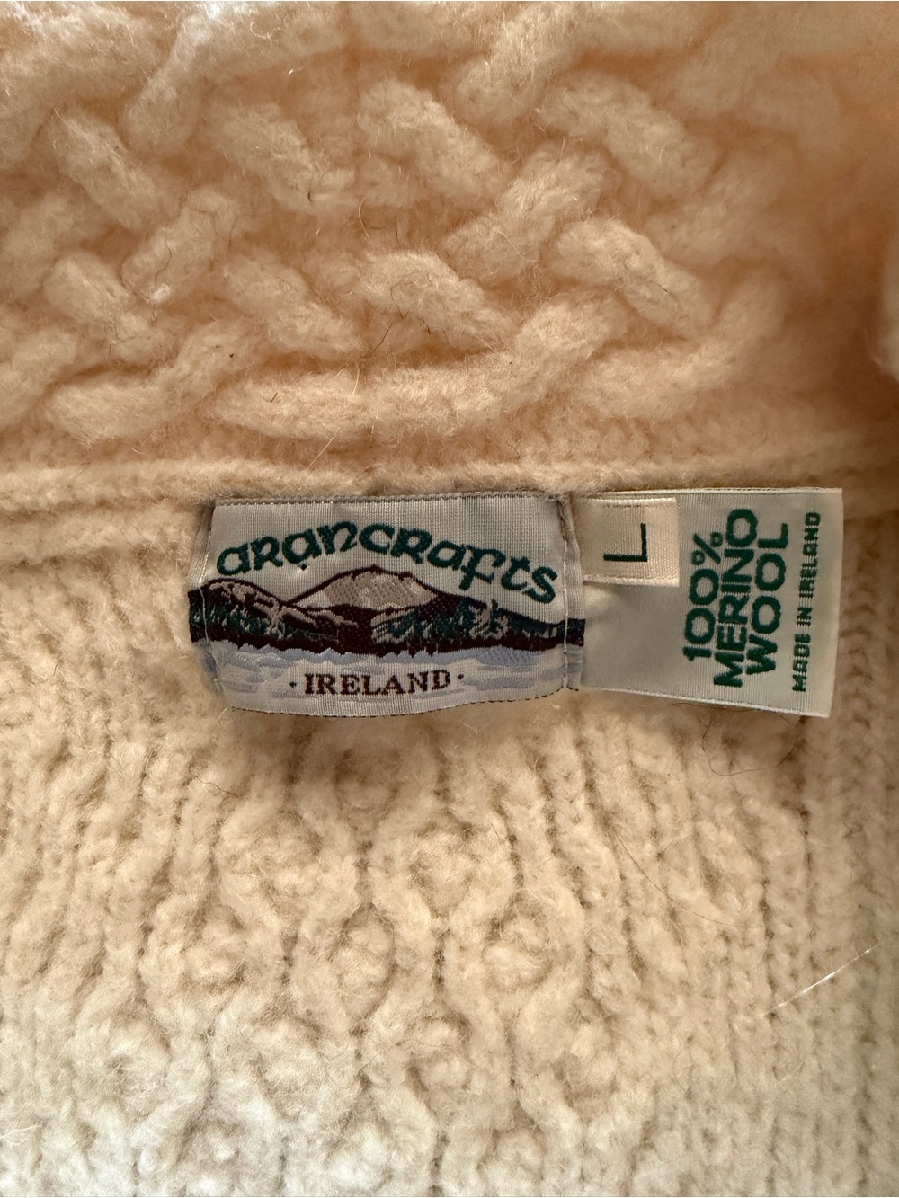 Aran Crafts Cream Cable-Knit Merino Sweater